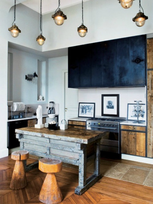 cocina con mobiliario rustico