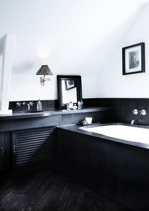 baño abuhardillado en negro
