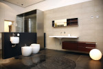 Baño moderno con ducha de acero inoxidable