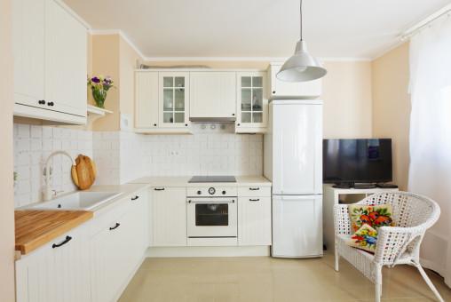 Cocina vintage con tonos salmón