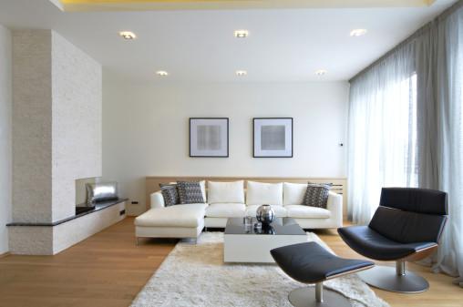 Salón moderno de tonos beige