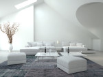 Salón moderno con muebles blancos