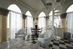 Salón vintage con escalera de caracol