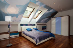 Dormitorio ecléctico en buhardilla